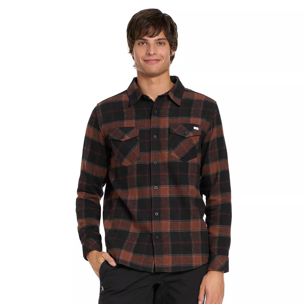 Men's Hurley Long Sleeve Button Down Flannel, Size: Small, Black Brown Product Image