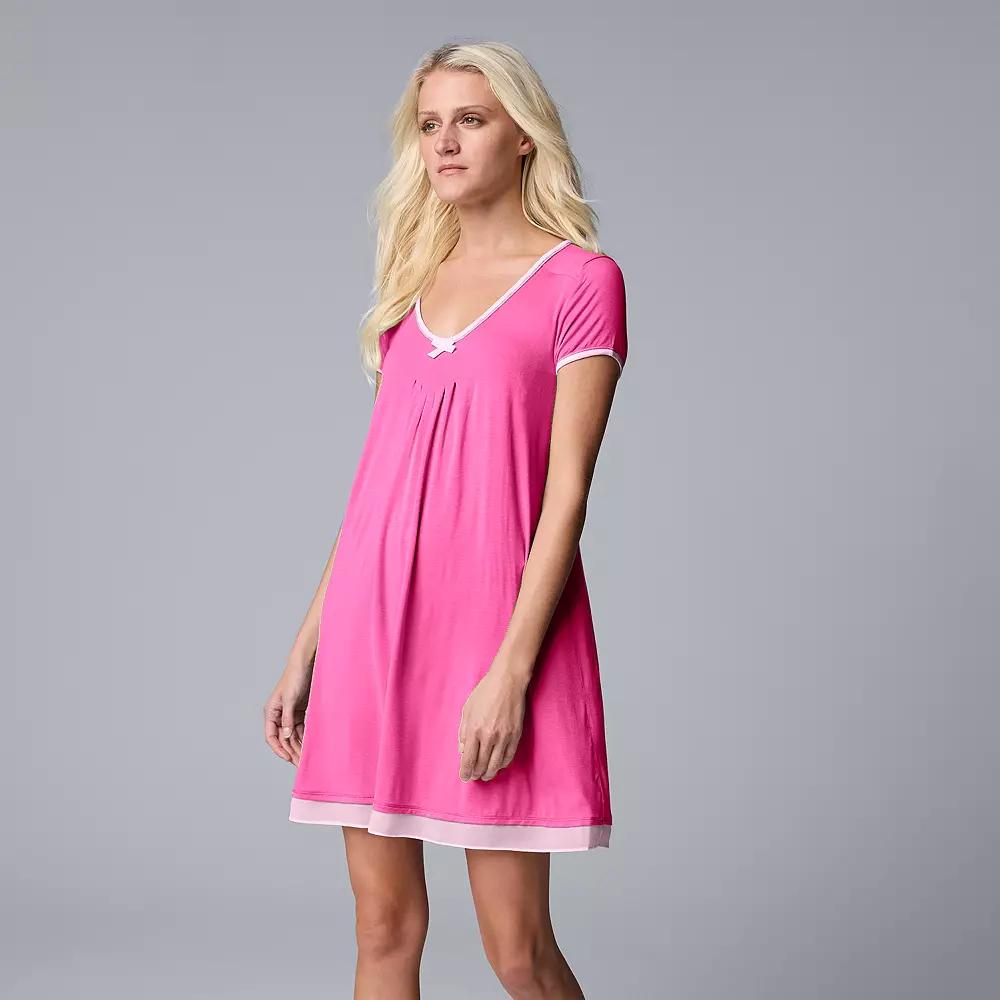 Women's Simply Vera Vera Wang Basic Luxury Sleepshirt, Size: Small, Pink Pink Product Image