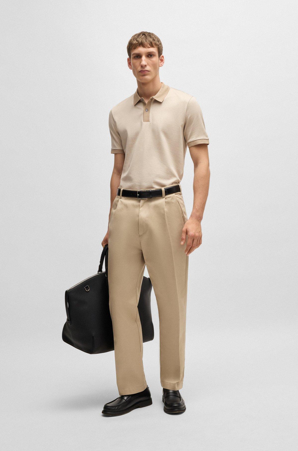 Micro-pattern polo shirt in mercerised cotton Product Image