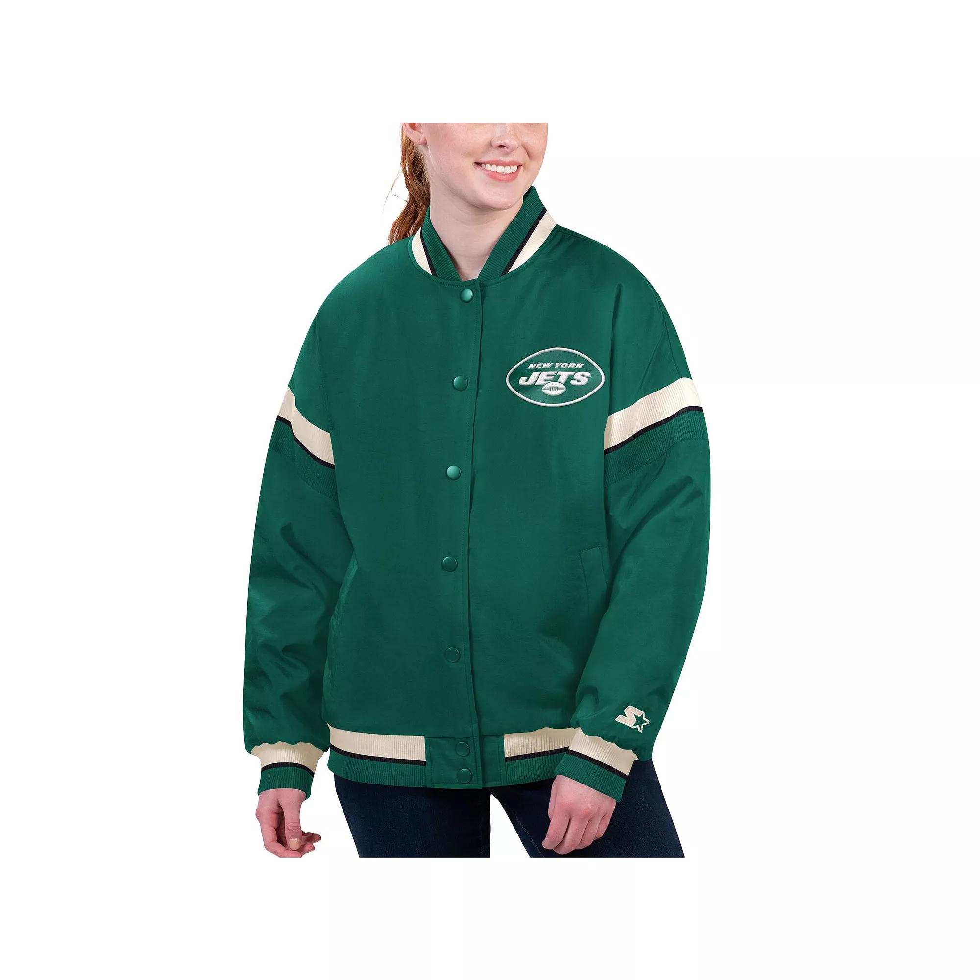 Women's Starter Green New York Jets Tournament Full-Snap Varsity Jacket, Size: XL Product Image