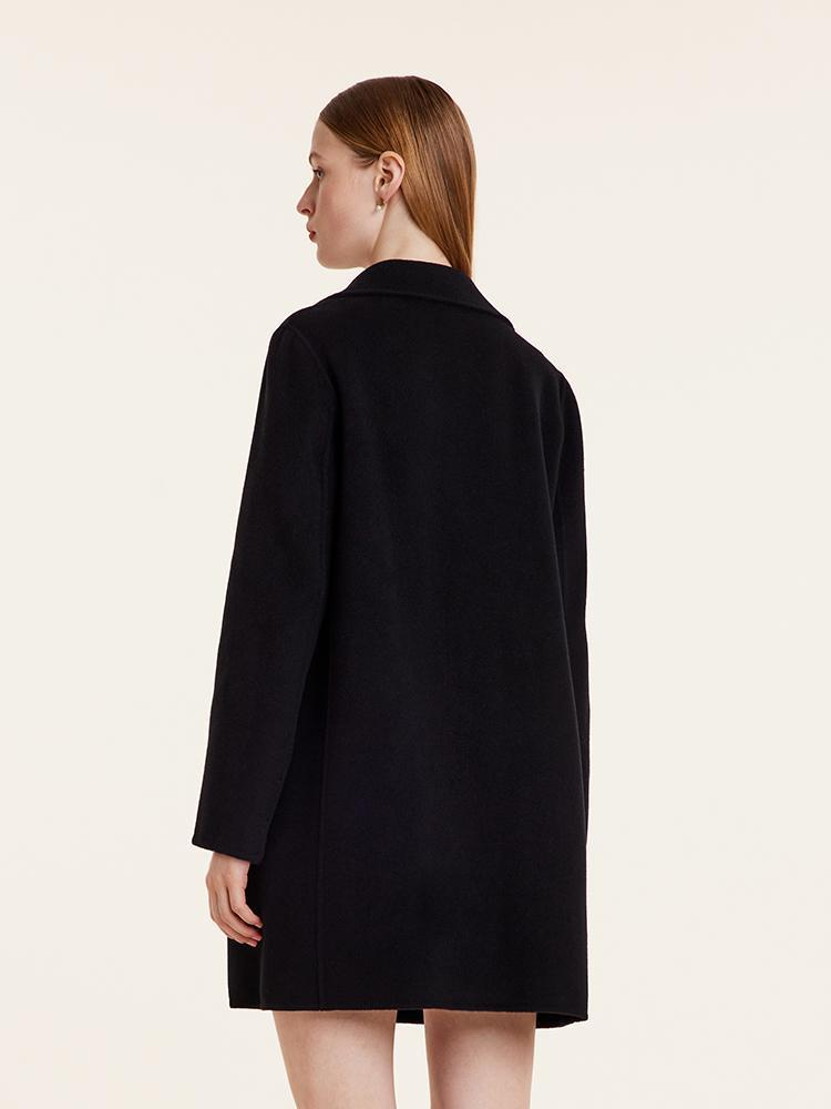 Wool And Cashmere Double-Faced Notched Lapel Women Coat Product Image