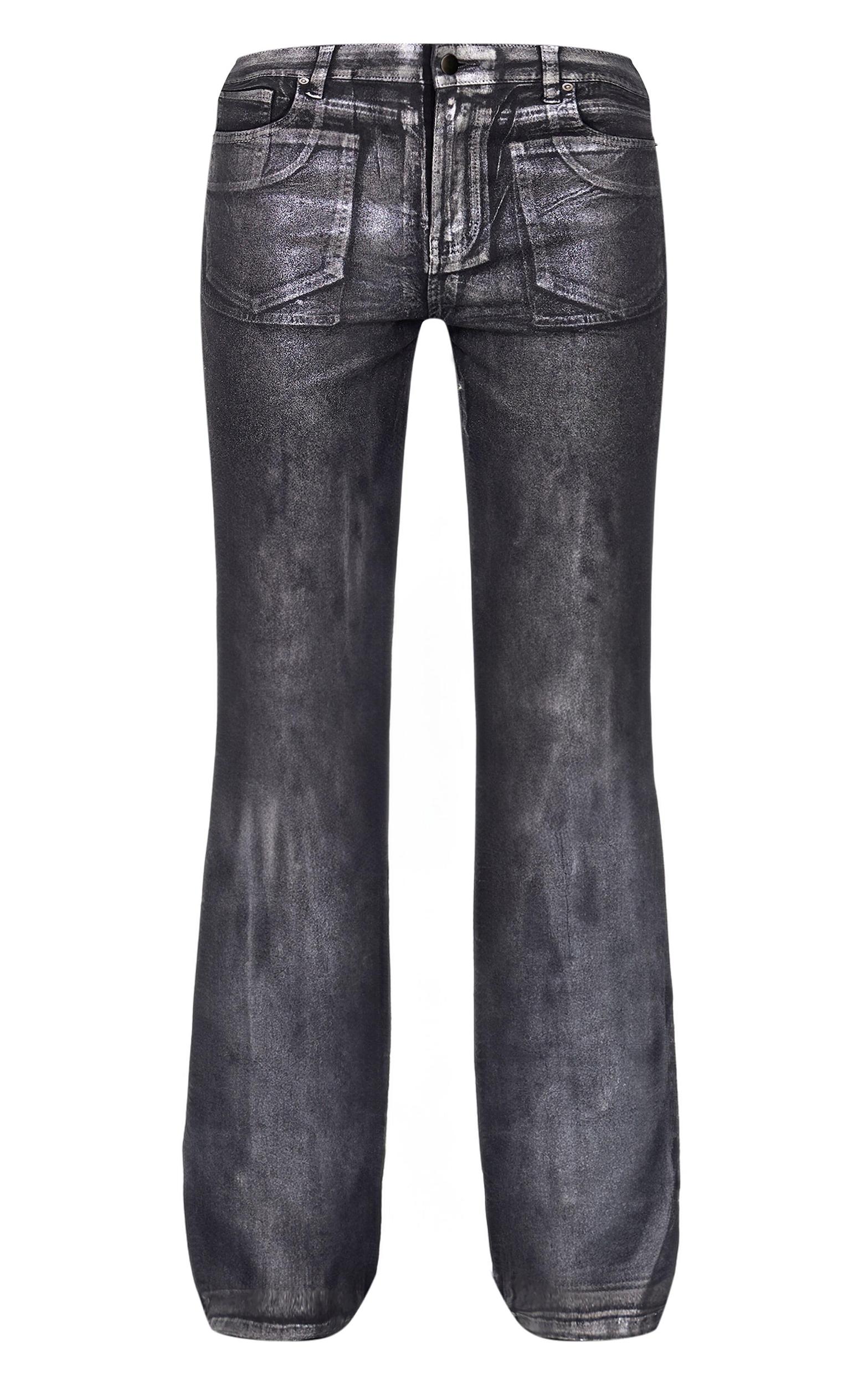 Black Metallic Effect Low Rise Wide Leg Jeans Product Image
