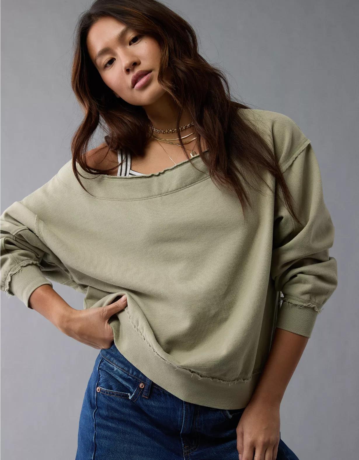 AE Off The Shoulder Sweatshirt Product Image