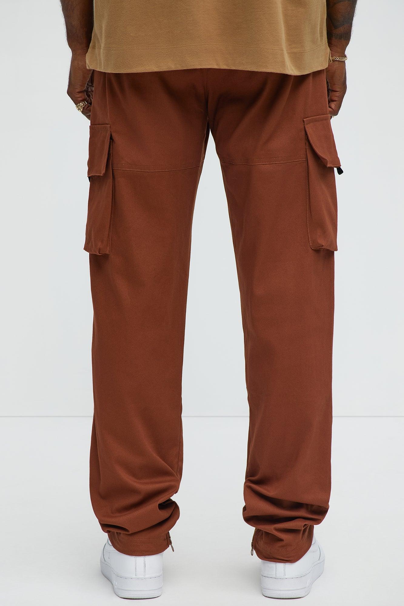 Straight Cargo Ankle Zipper Pants - Brown Product Image