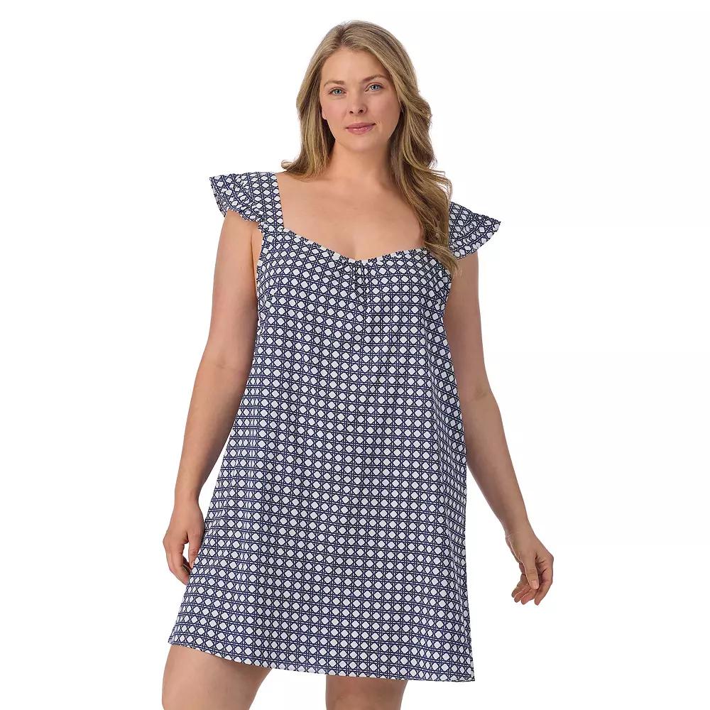 Plus Size Draper James Ruffle Chemise, Women's, Size: 2XL, Blue Wicker Product Image