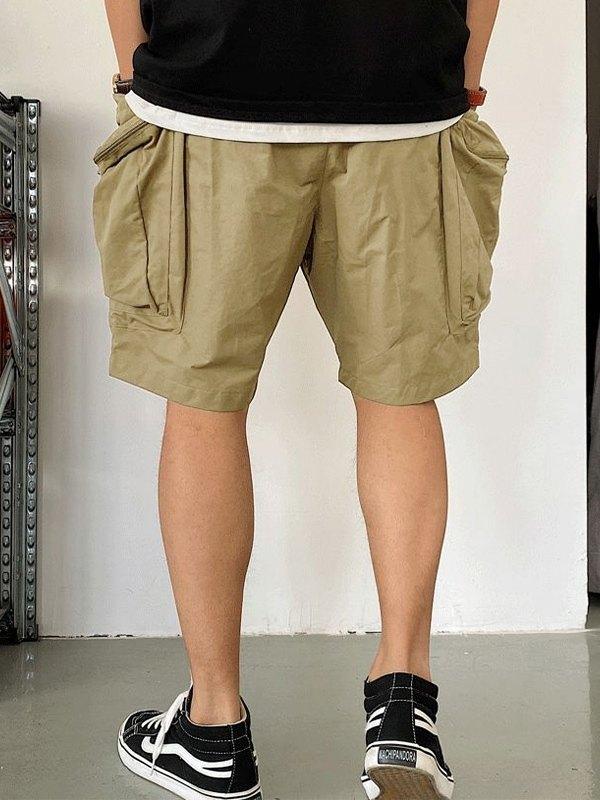 Men's Buckle Strap Khaki Cargo Shorts Product Image
