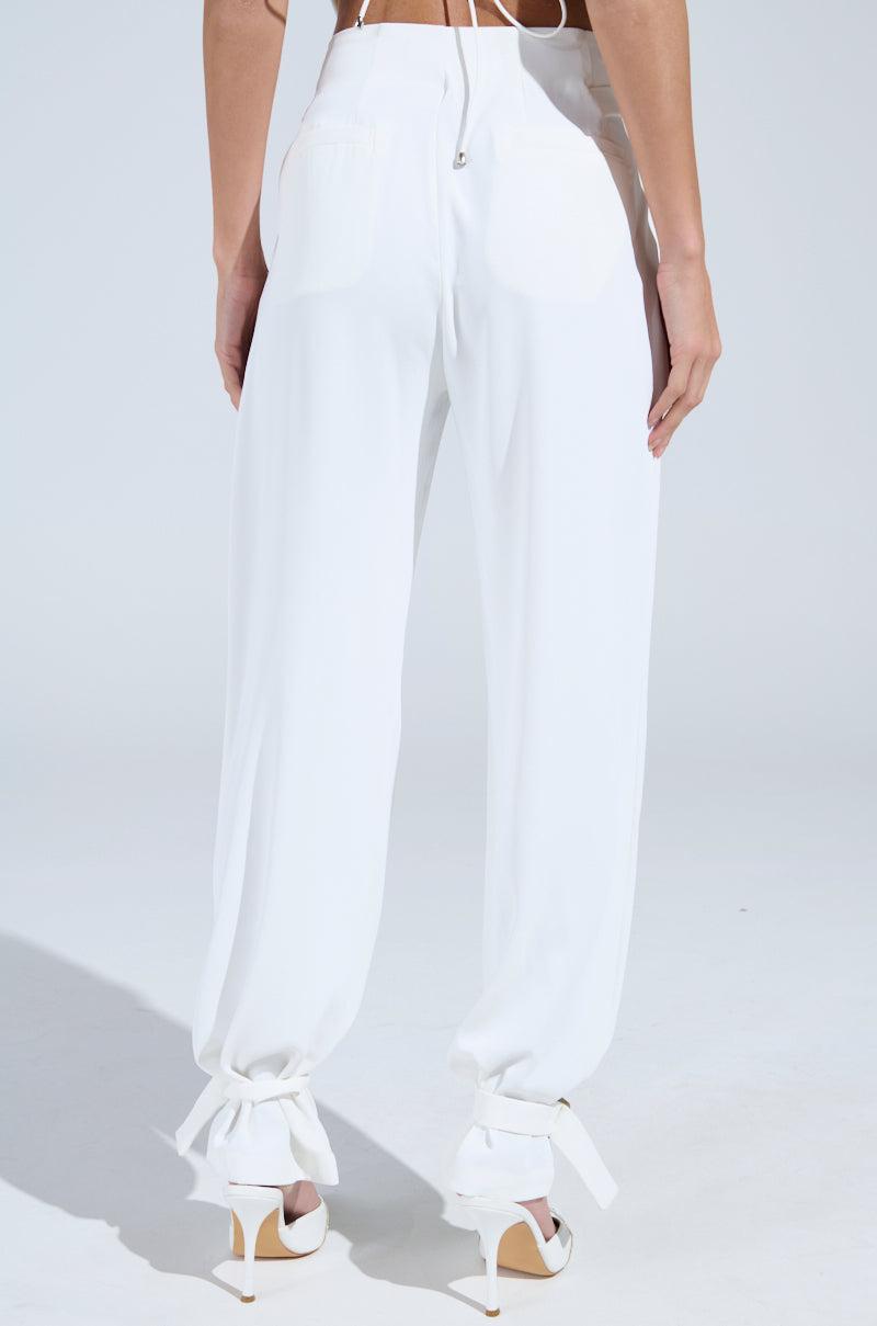 ZOE BUCKLE WAIST WIDE LEG PANTS Product Image