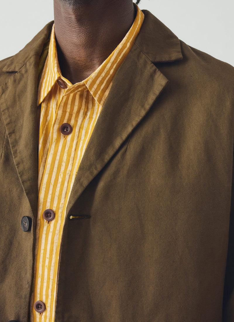 High Break Cotton Linen Blazer | Bronze Green Product Image
