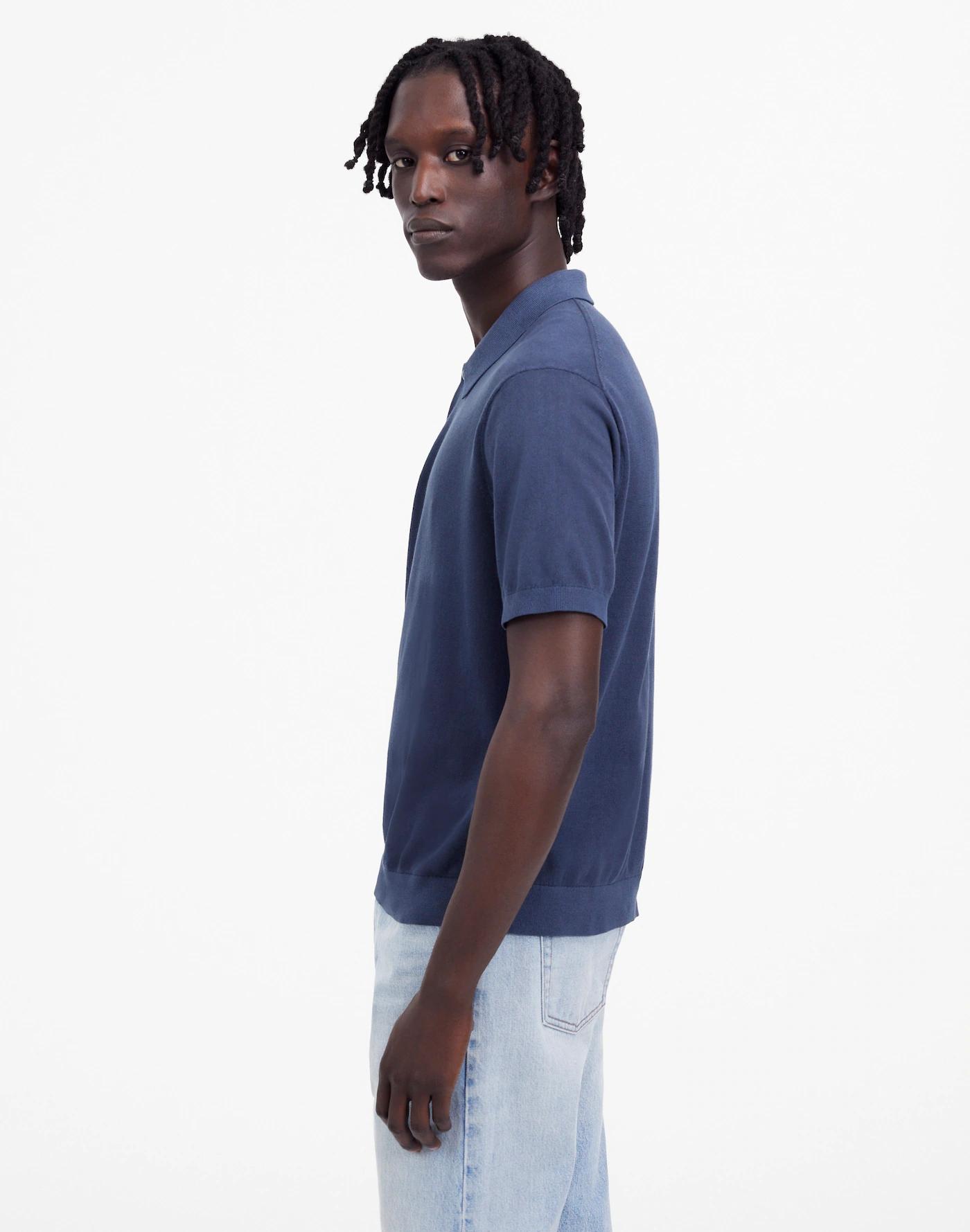 Three-Button Sweater Polo Shirt Product Image