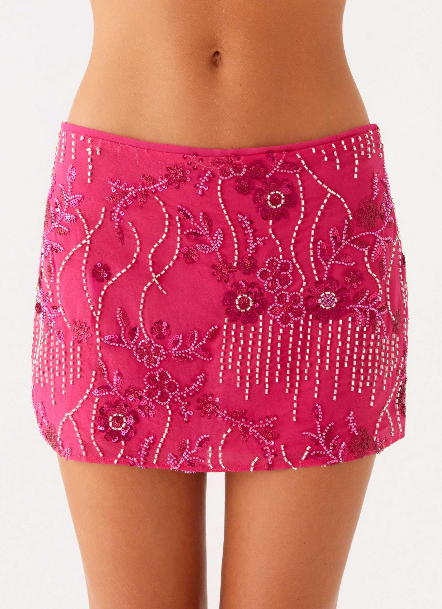 Adored By You Mini Skirt - Fuchsia Product Image