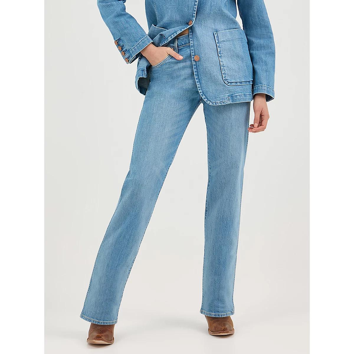 Women's Sunset Mid Rise Straight Jean in Baby Blue Product Image
