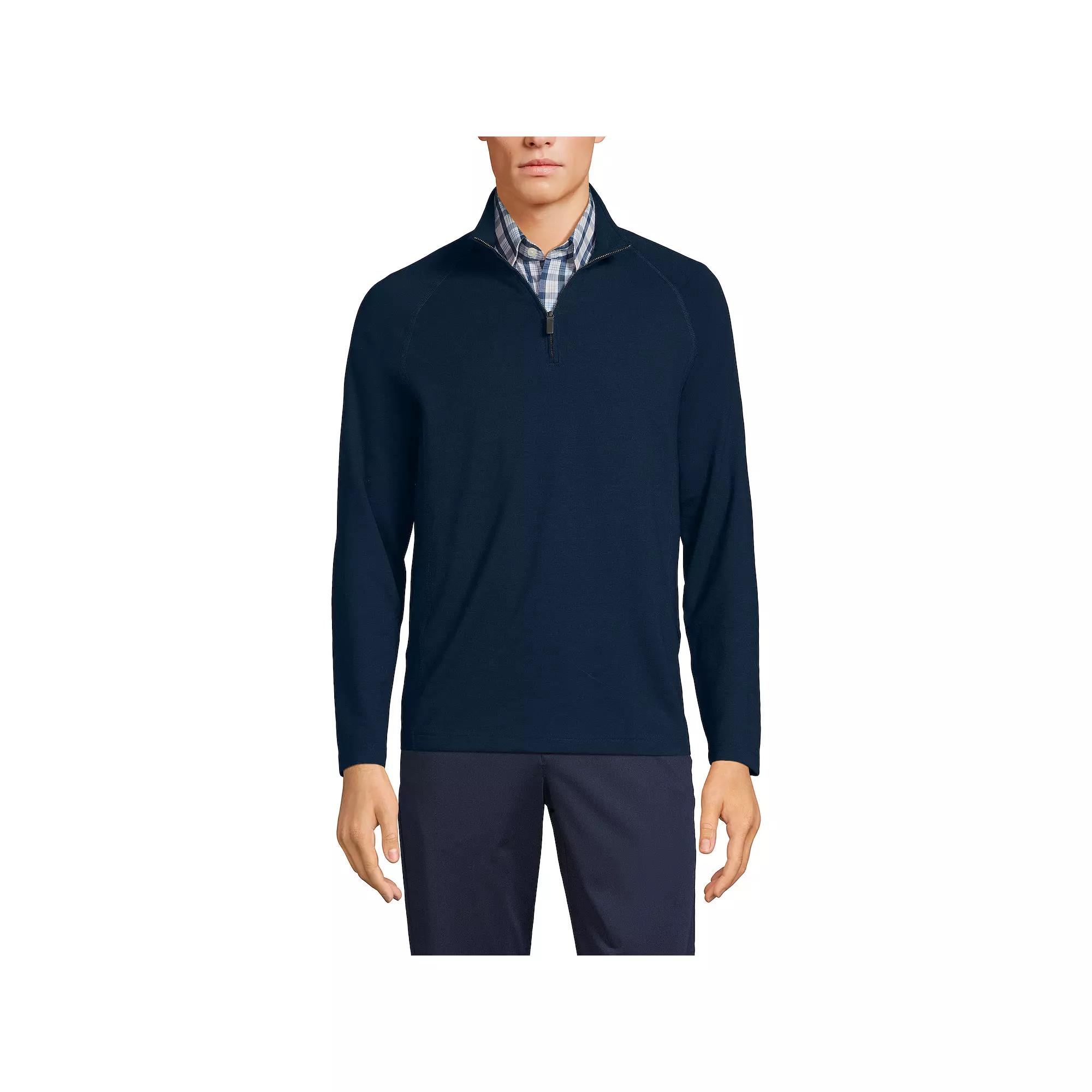 Big & Tall Lands' End Long Sleeve French Terry Quarter Zip Sweatshirt, Men's,  Product Image