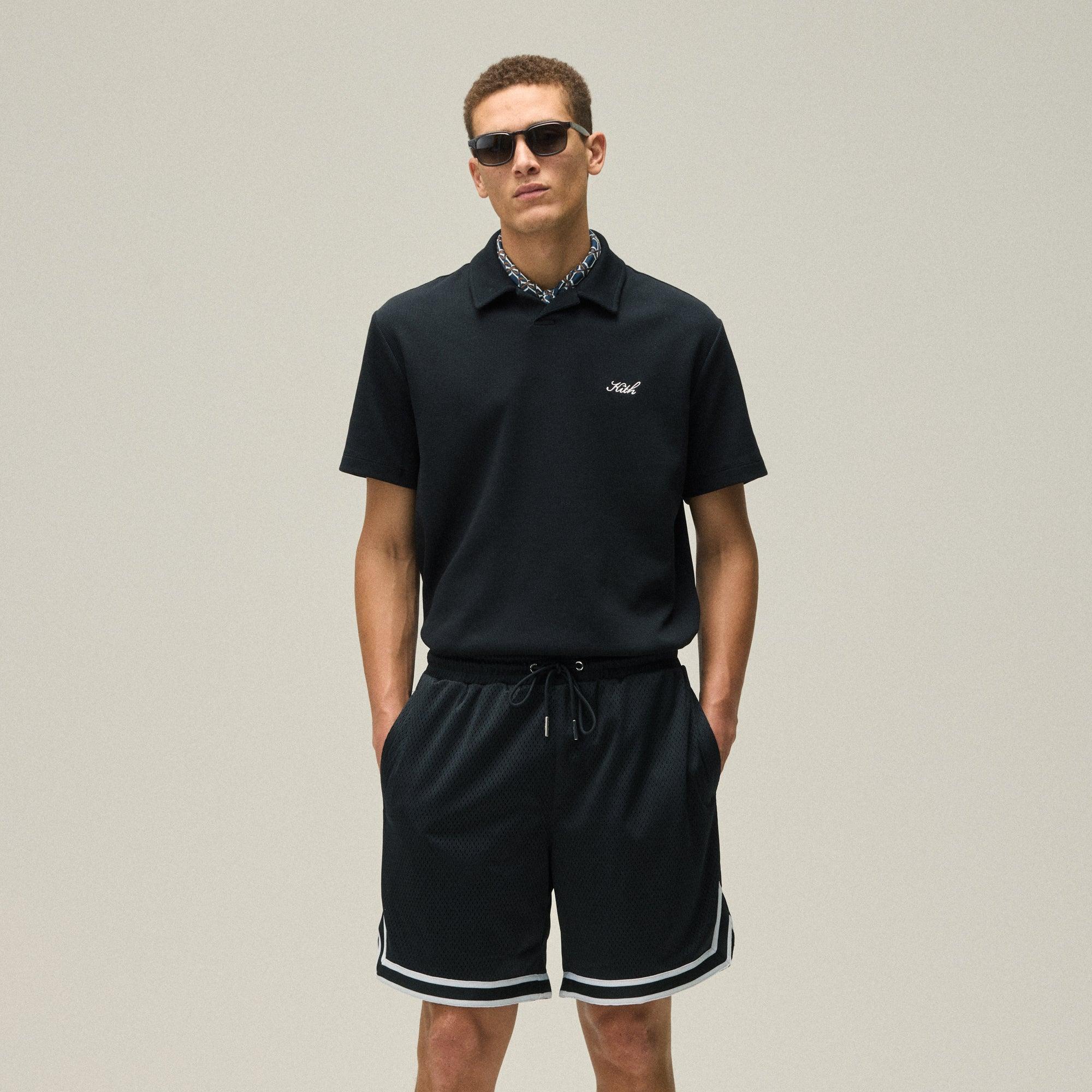 Kith Micro Waffle Drew Polo - Black Male Product Image