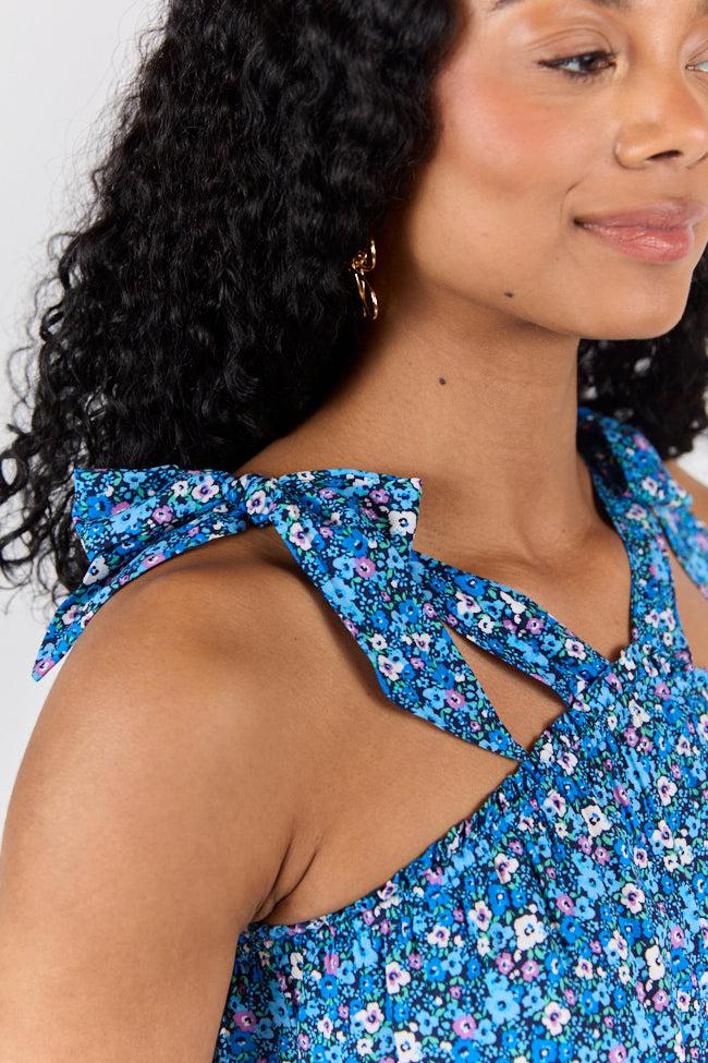 Summer Memories Navy Floral Halter Tank FINAL SALE Product Image