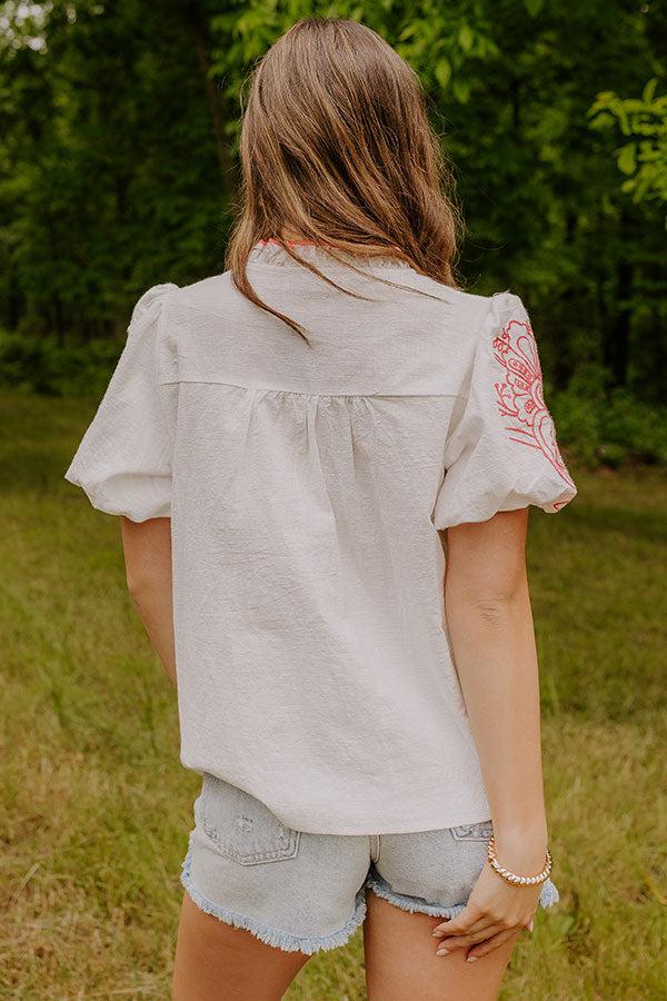 Myrtle Beach Brunch Embroidered Top in Pink Product Image