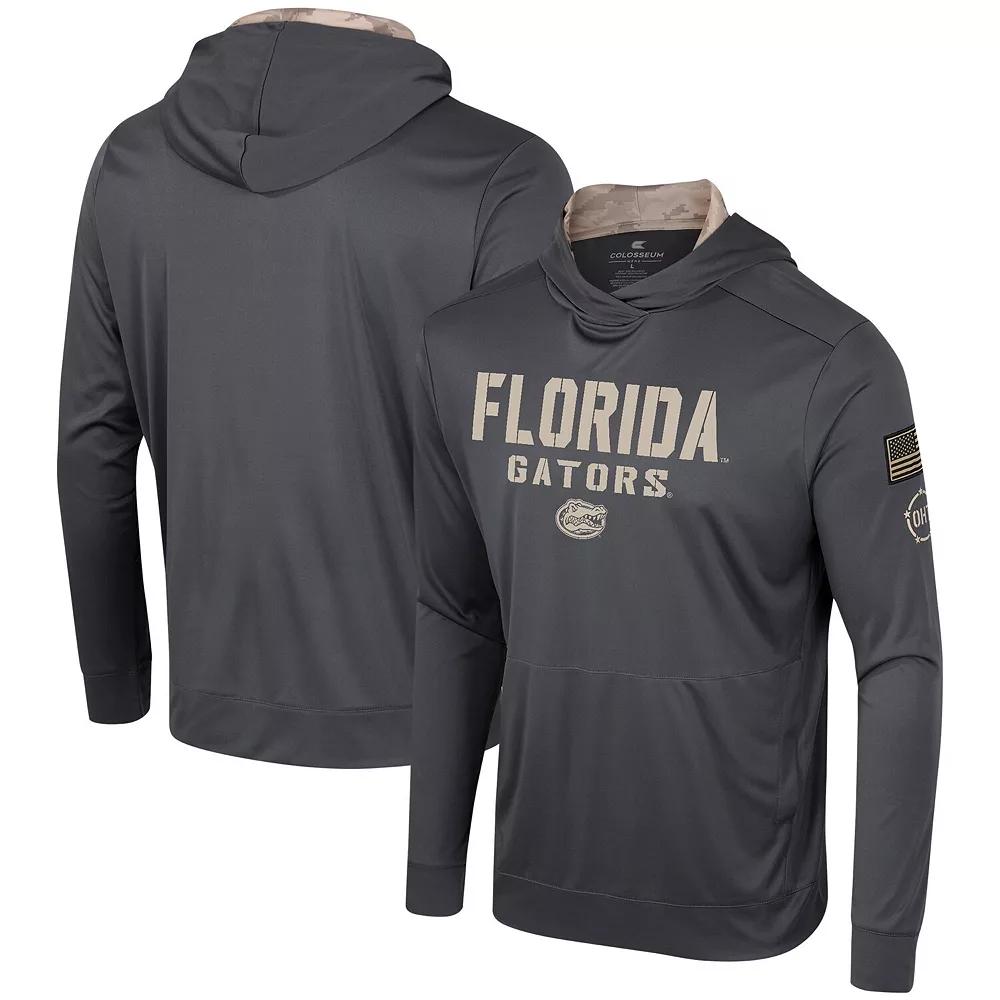 Men's Colosseum Charcoal Florida Gators OHT Military Appreciation Long Sleeve Hoodie T-Shirt,  Product Image