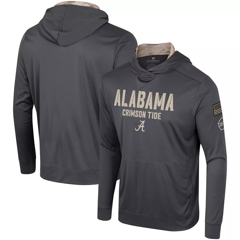 Men's Colosseum Charcoal Alabama Crimson Tide OHT Military Appreciation Long Sleeve Hoodie T-Shirt,  Product Image
