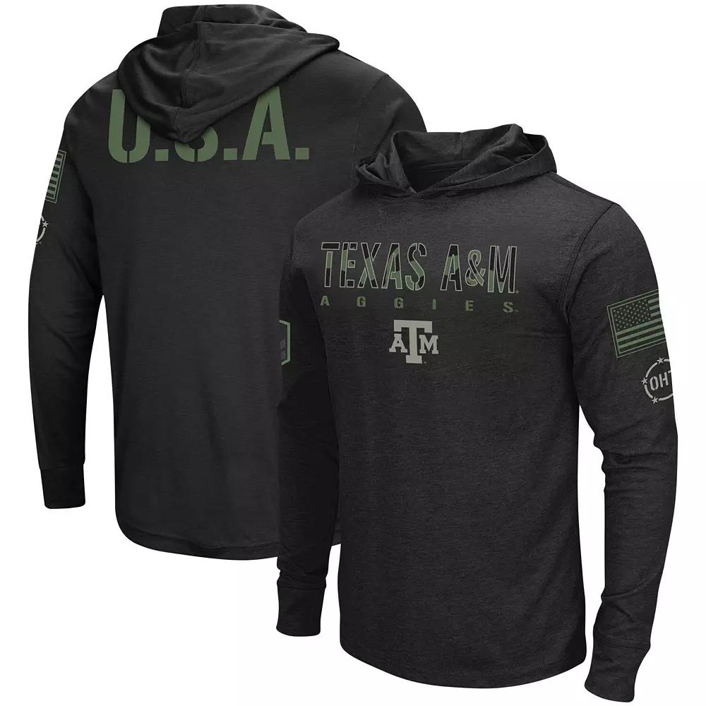 Men's Colosseum Black Texas A&M Aggies Big & Tall OHT Military Appreciation Tango Long Sleeve Hoodie T-Shirt,  Product Image
