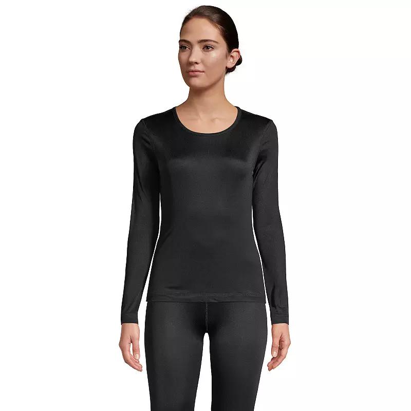 Petite Lands' End Silk Interlock Crewneck Undershirt, Women's, Size: Small Petite, Black Product Image