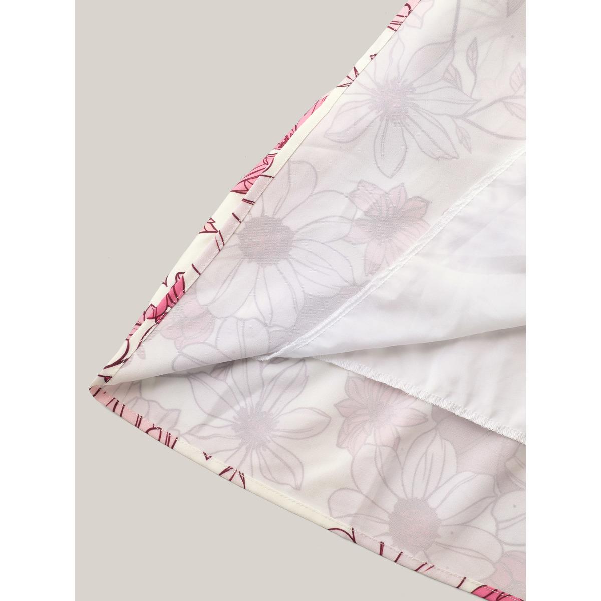 Plus Size Floral Print Neck Tie Tiered Maxi Dress Blush Women Timeless Flat collar with V-notch Short sleeve Curvy BloomChic 12/L Product Image