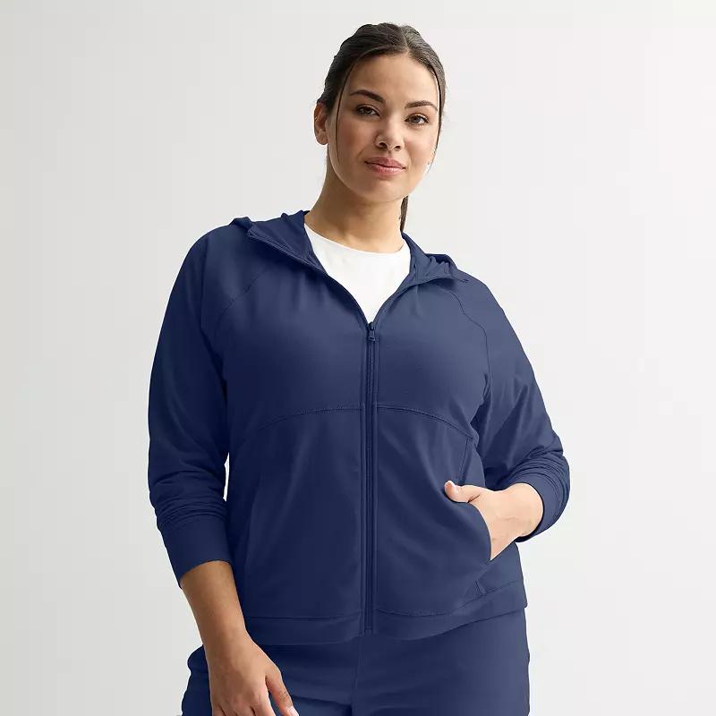 Plus Size Tek Gear Essential Hooded Jacket, Womens Blue Romance Product Image