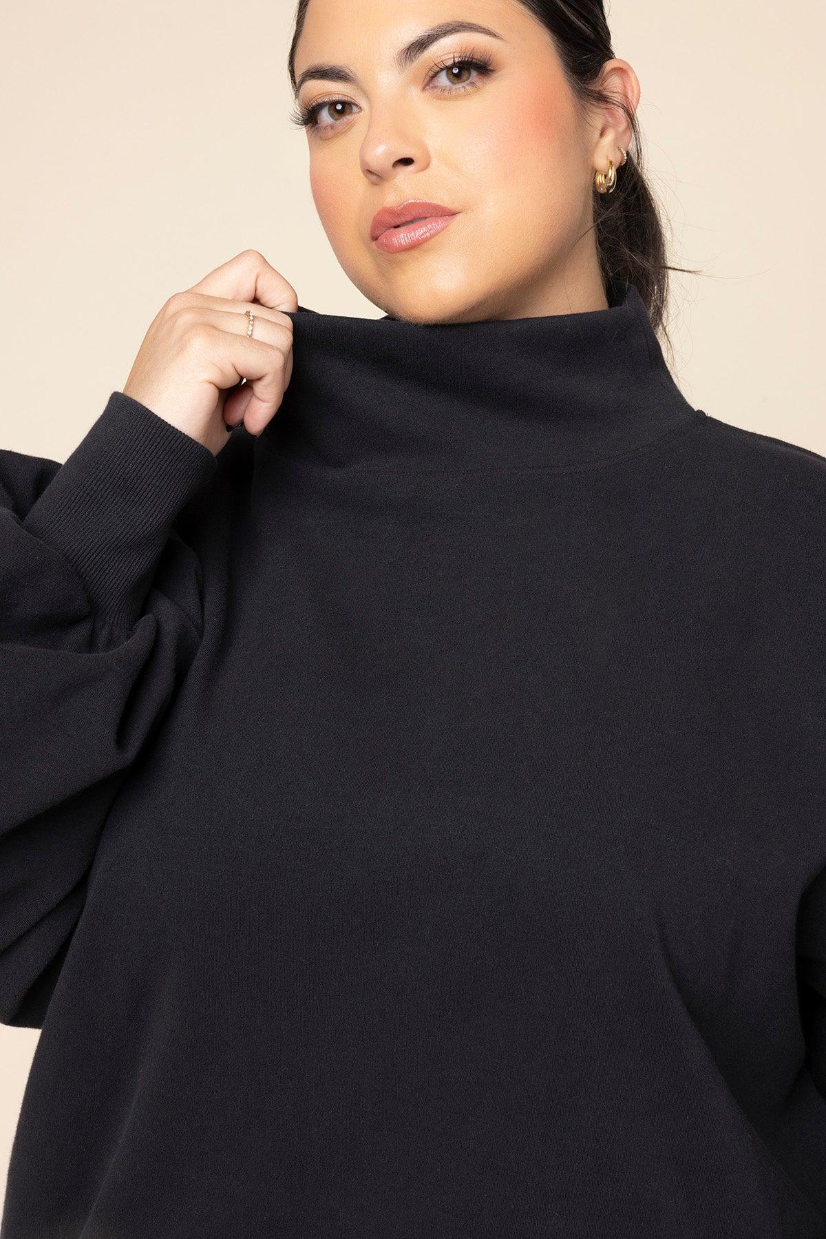 Ooey Gooey Mockneck Sweatshirt with Pockets - Black Product Image