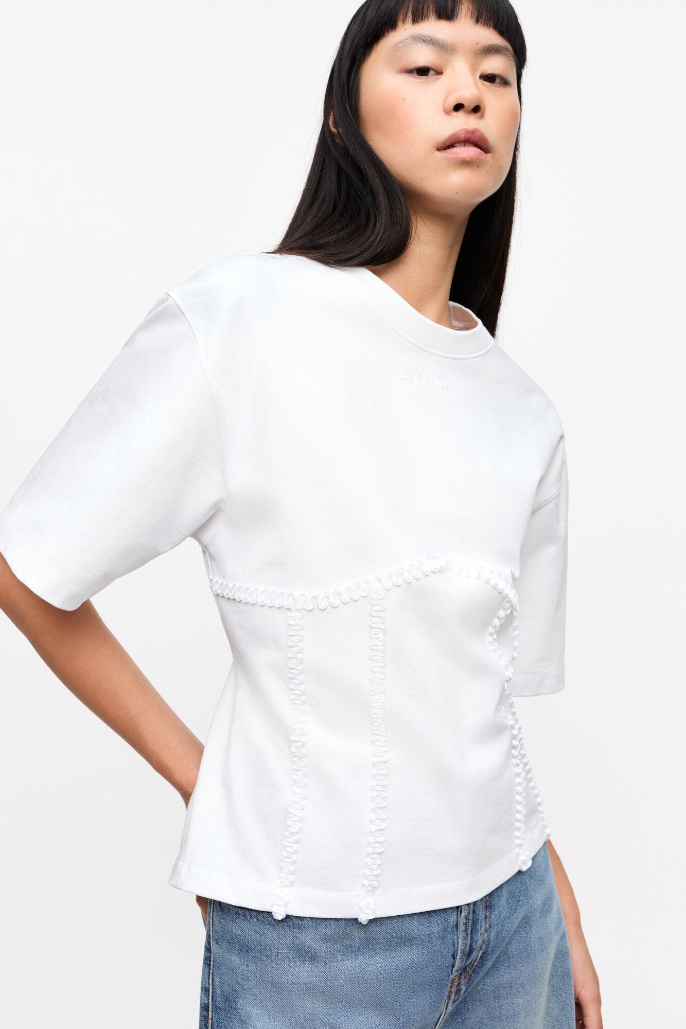 White Cotton Tie Back T-shirt Product Image