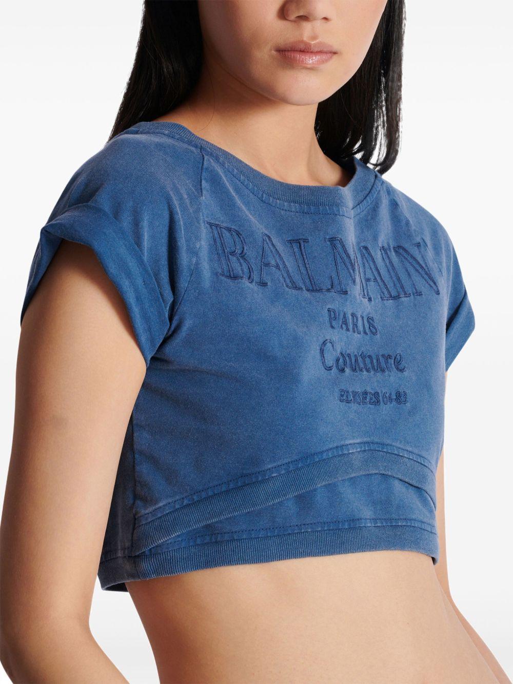 embroidered cropped T-shirt Product Image