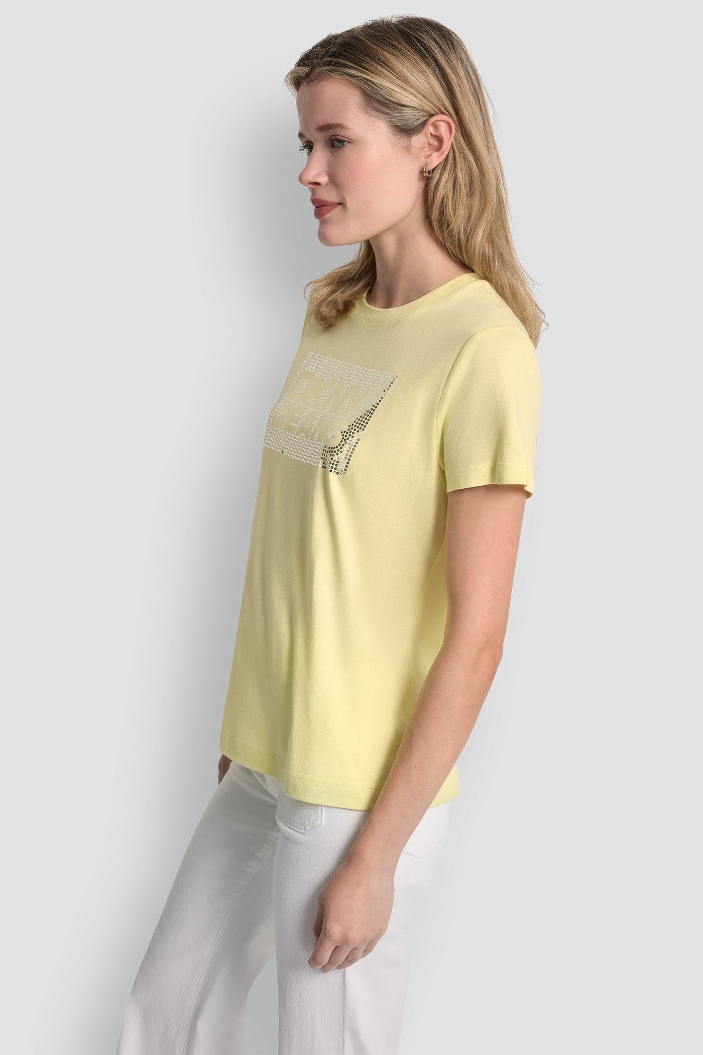 DKNY JEANS STACK LOGO RHINESTONE TEE Product Image