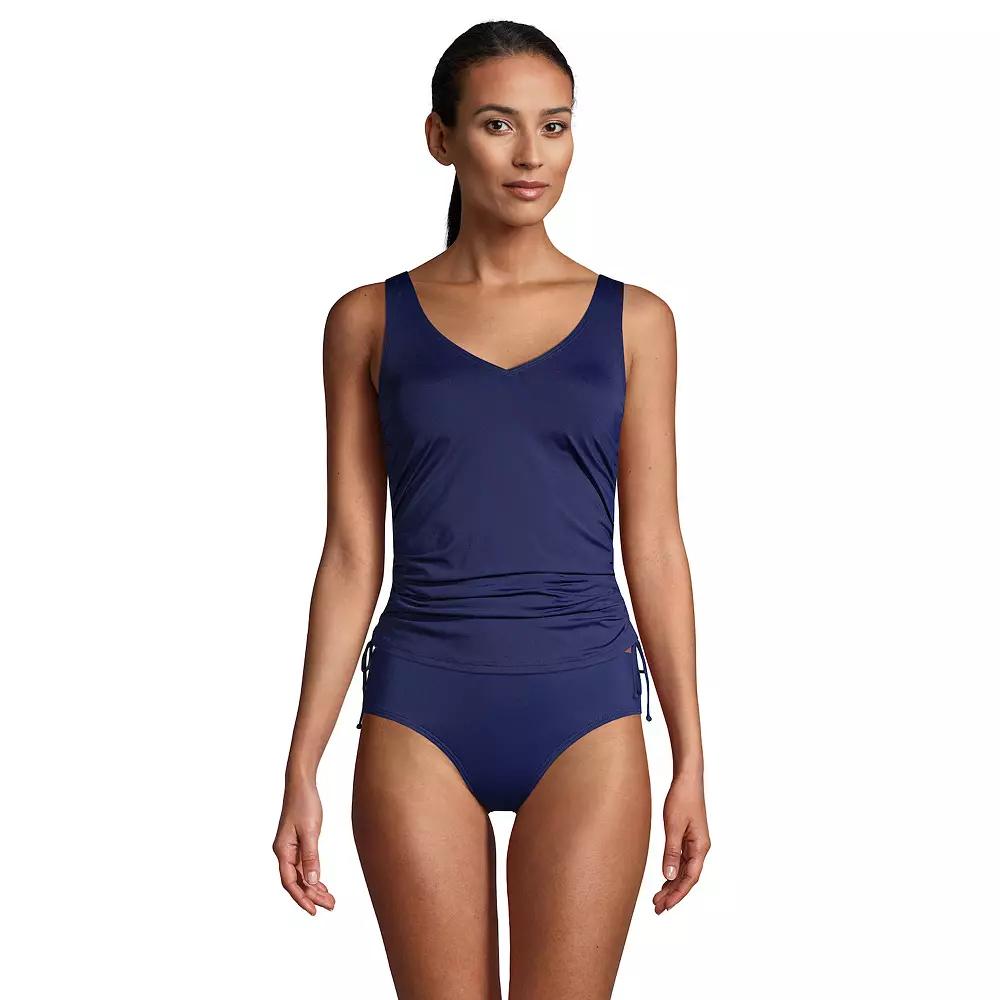 Women's Lands' End Ruched-Sides V-Neck UPF 50 Tankini Swimsuit Top,  Product Image
