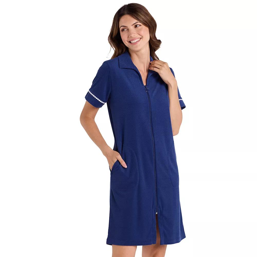 Women's Miss Elaine Essentials Terry Short Zip Robe,  Product Image