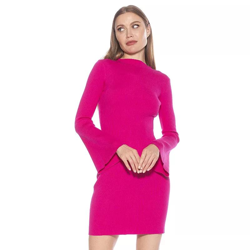 Women's ALEXIA ADMOR Sienna Turtleneck Flared Long Sleeve Knit Dress,  Product Image