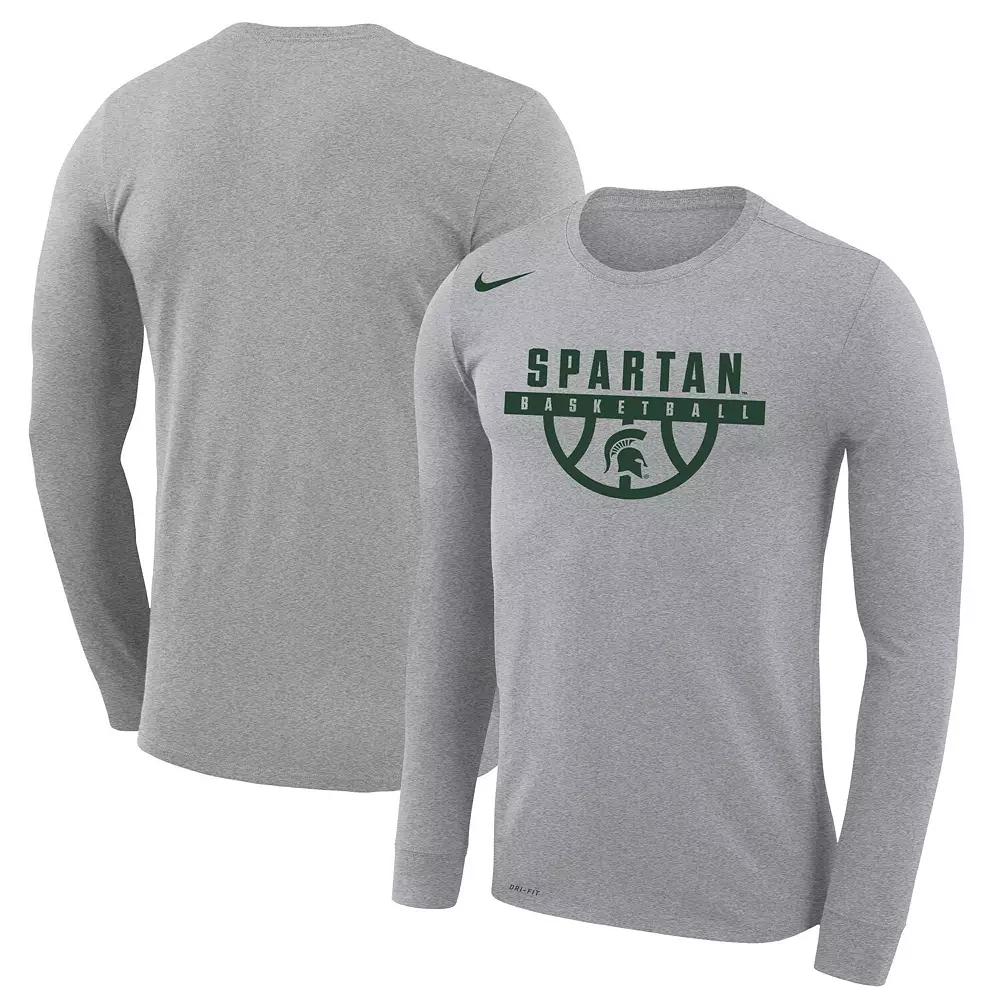 Men's Nike Gray Michigan State Spartans Basketball Drop Legend Long Sleeve Performance T-Shirt, Size: XL, Grey Product Image