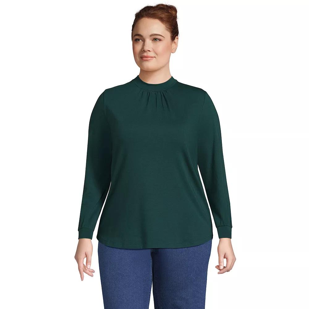 Plus Size Lands' End Gathered Mockneck Top, Women's, Size: 2XL, Deep Balsam Product Image