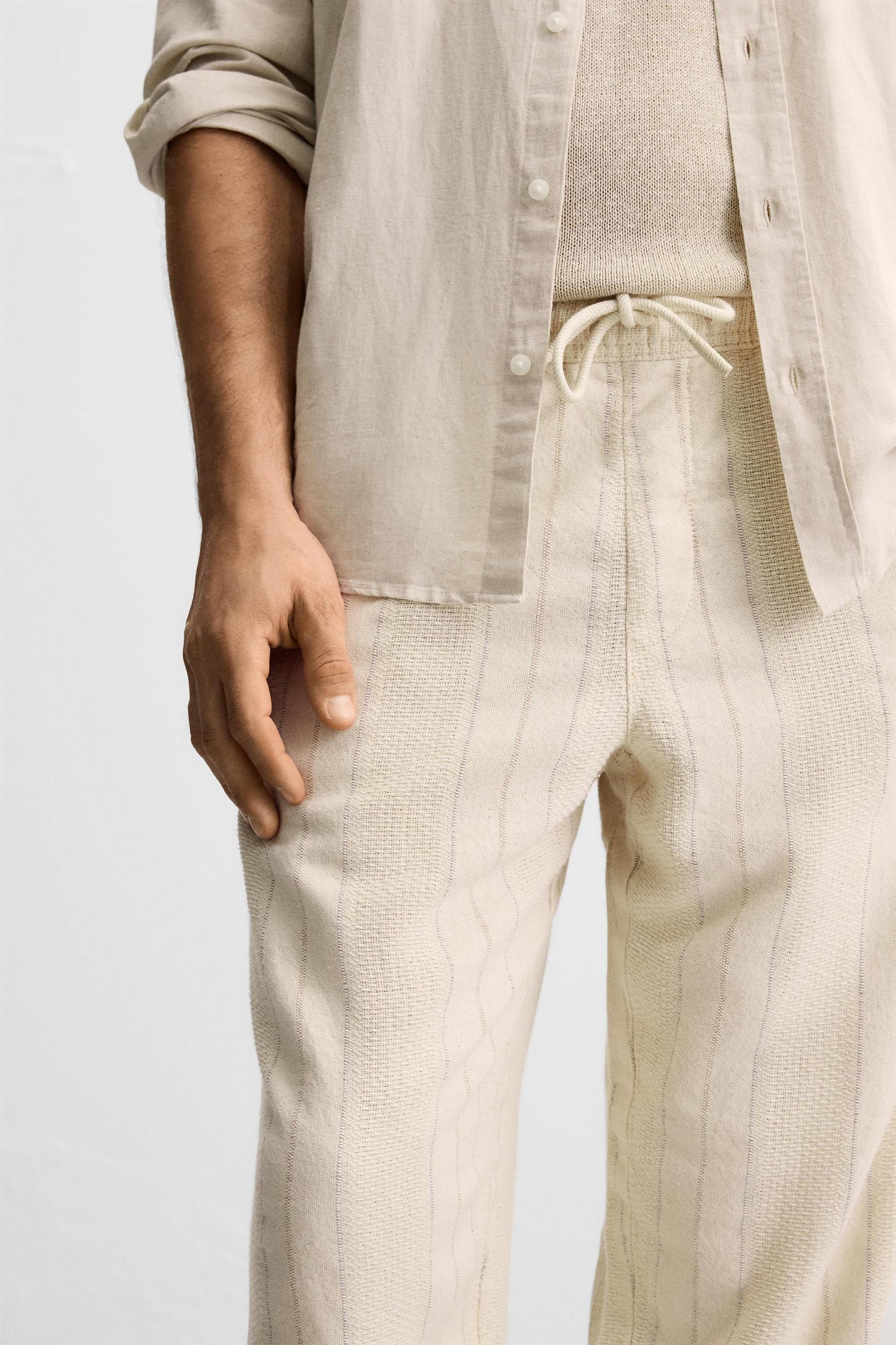 JACQUARD STRIPED PANTS Product Image