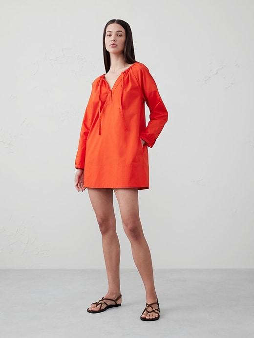 Tie-Neck Poplin Mini Dress Product Image