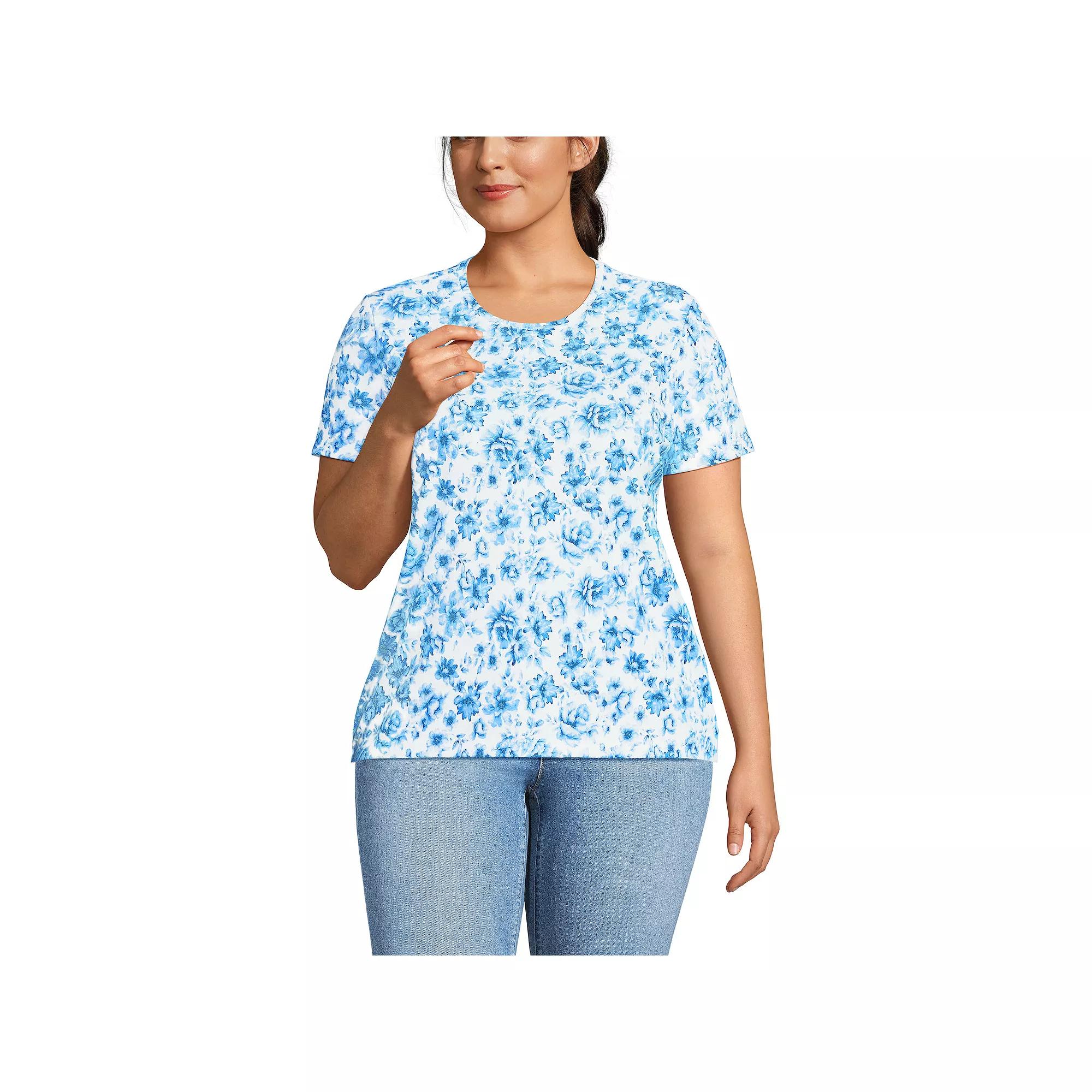 Plus Size Lands' End Relaxed Supima Cotton Crewneck Tee, Women's, Size: 1XL, Pale Yellow Product Image