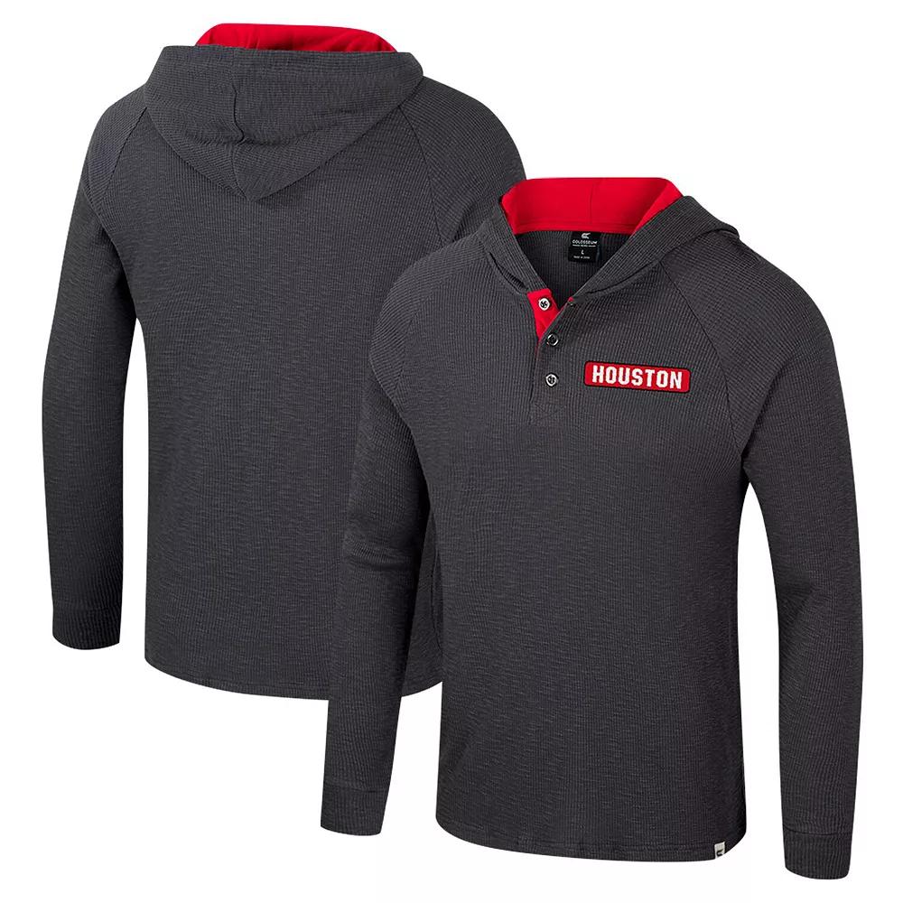 Mens Colosseum Charcoal Houston Cougars Dujour Ralgan Long Sleeve Henley Hoodie T-Shirt Product Image