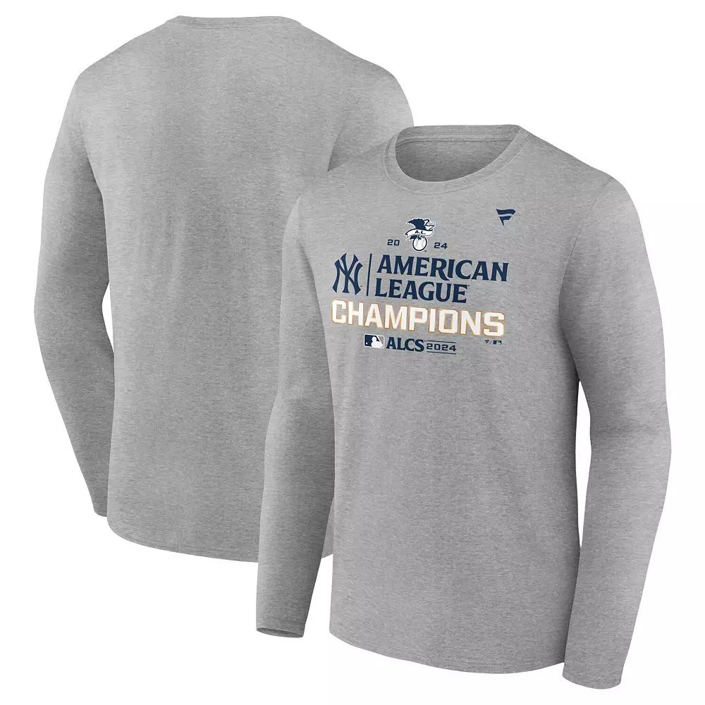 Men's Fanatics Heather Gray New York Yankees 2024 American League Champions Locker Room Long Sleeve T-Shirt, Size: 3XL, Grey Product Image