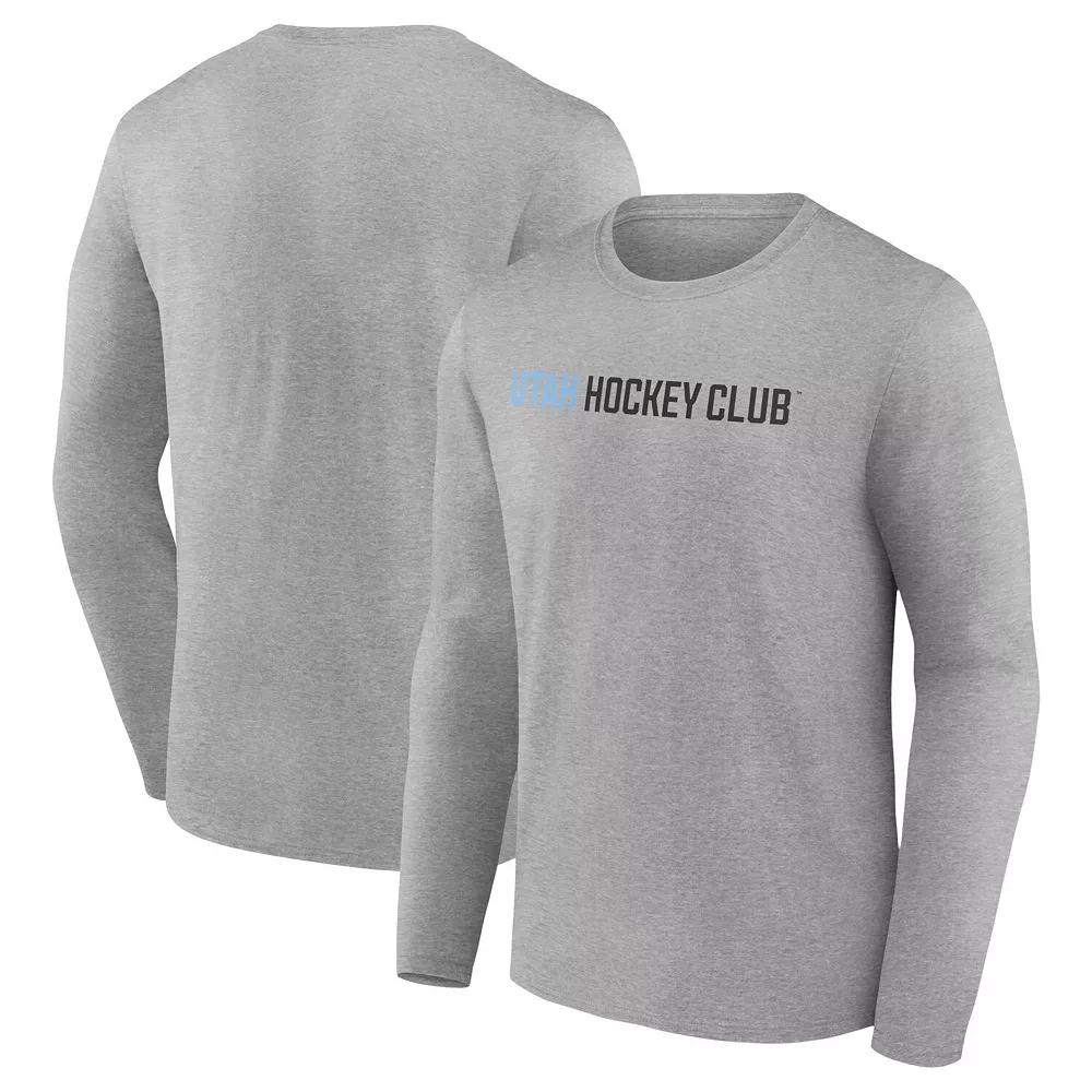 Men's Fanatics Heather Gray Utah Hockey Club Wordmark Logo Long Sleeve T-Shirt, Size: 2XL, Ute Grey Product Image