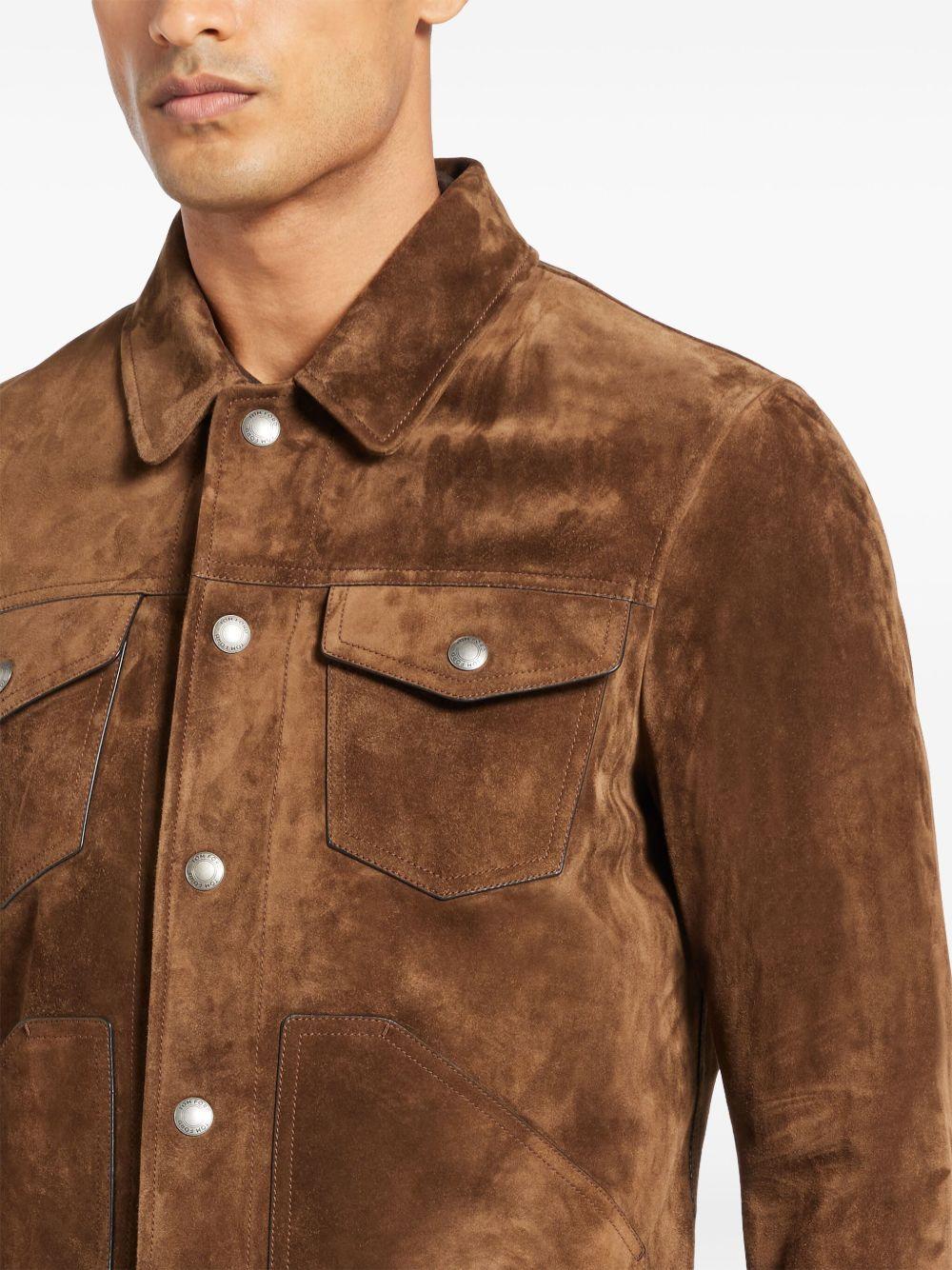 classic-collar suede jacket Product Image