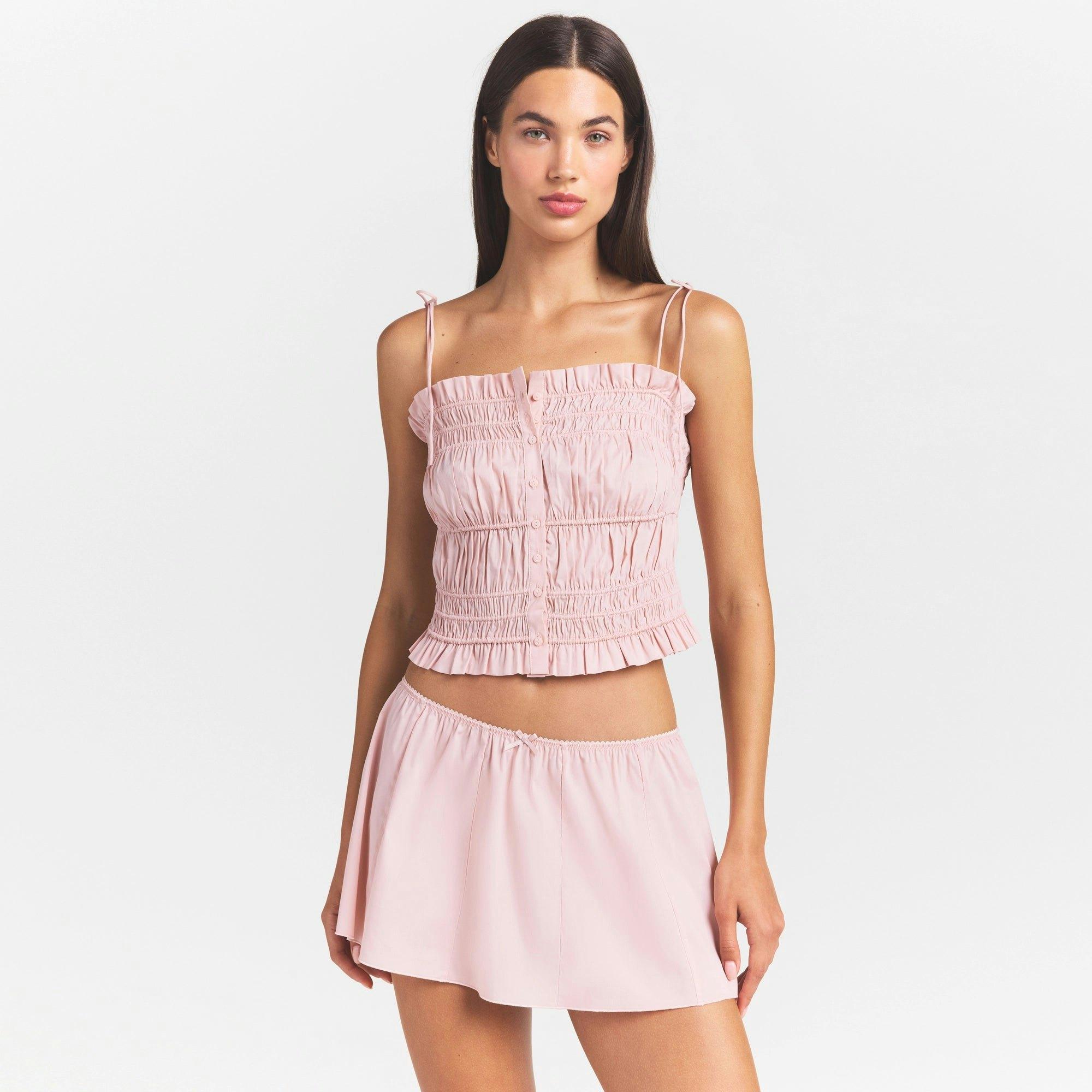 POPLIN APPAREL MINI SKIRT | DUSTY PINK Product Image