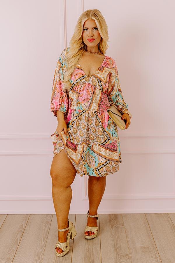 Summer Serenade Satin Babydoll Mini Dress in Pink Curves Product Image