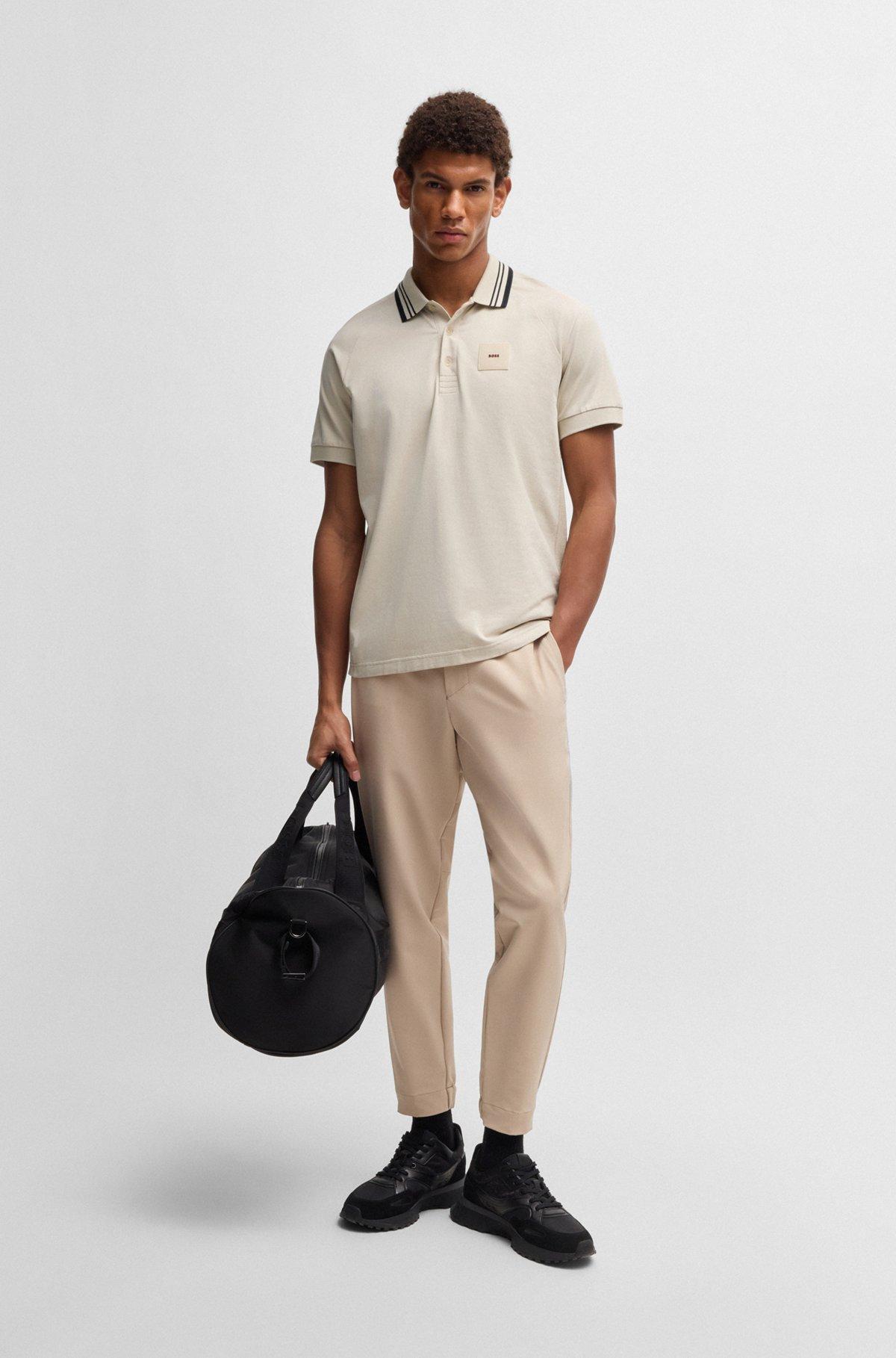 Paddy stretch-cotton polo shirt with striped collar Product Image