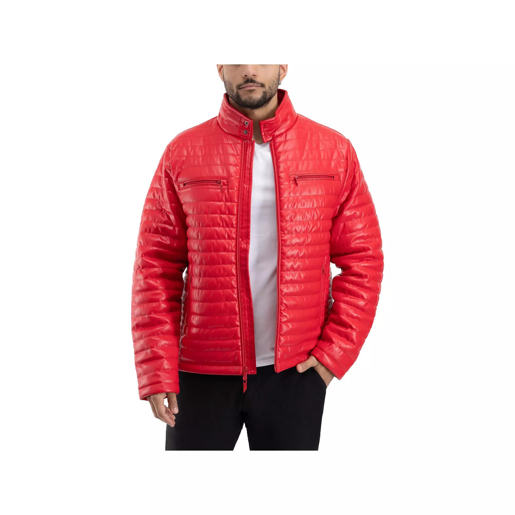 Men's Xray Faux Leather Quilted Jacket, Size: Small, Red Product Image