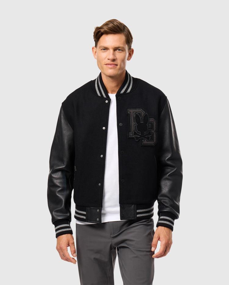 MENS BRAYDEN WOOL LEATHER VARSITY BOMBER - B6J876D200 Product Image