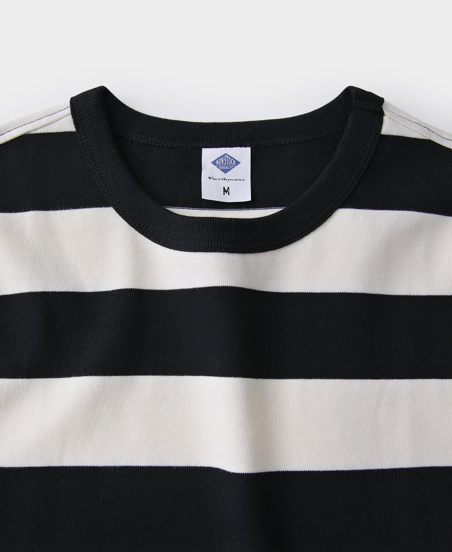 Heavyweight Cotton Wide Striped T-Shirt - Black/White Product Image