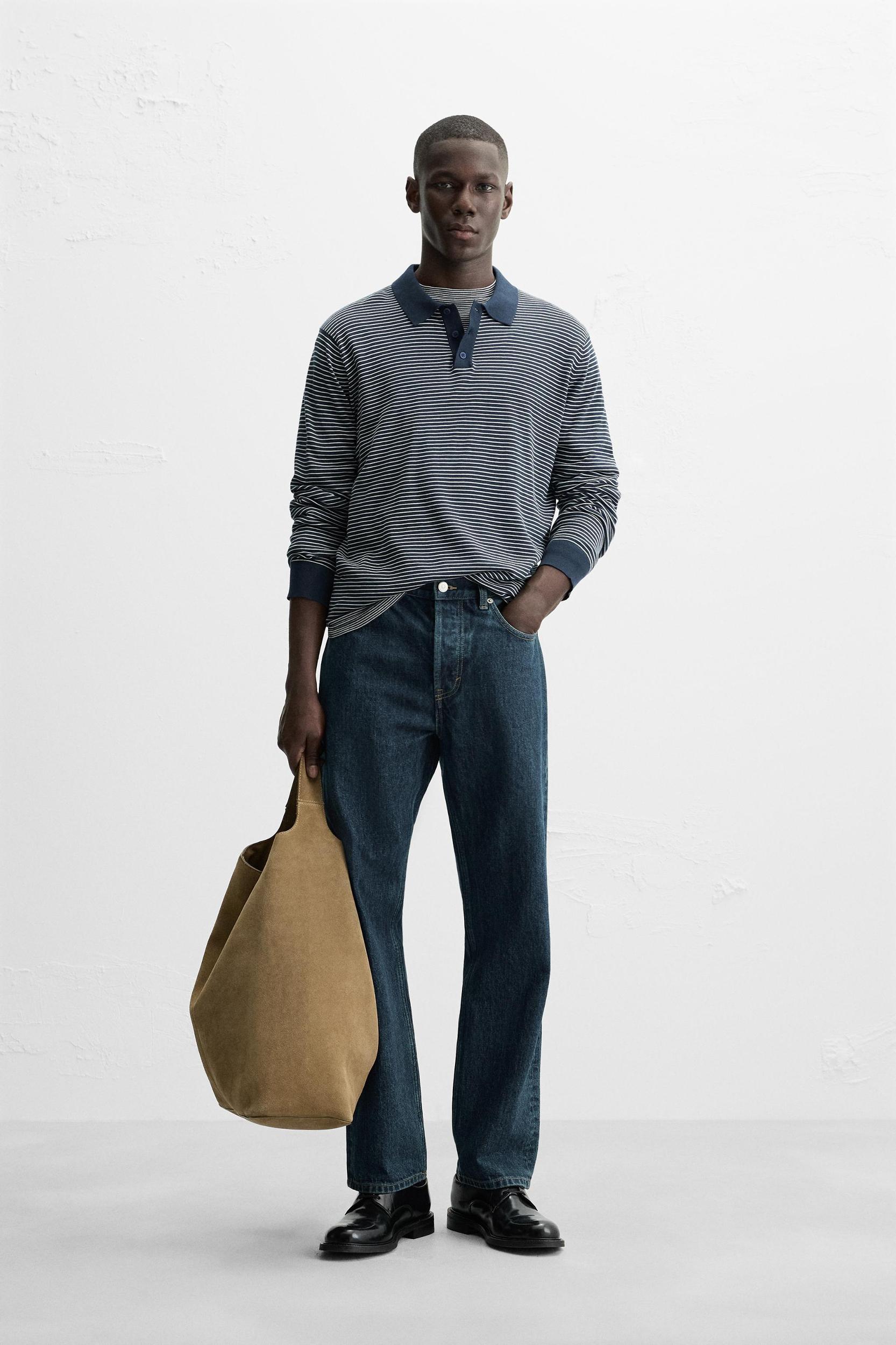 STRIPED KNIT POLO SHIRT Product Image