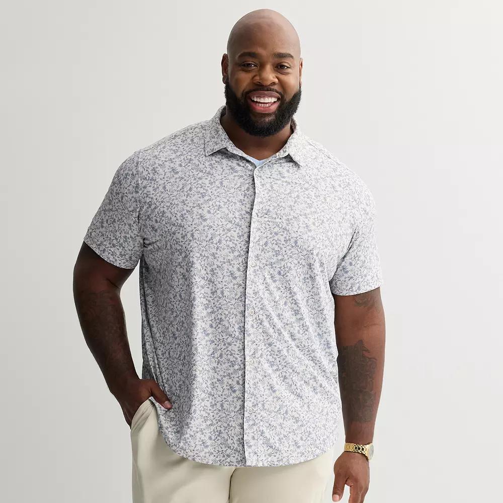 Big & Tall Apt. 9® Point Collar Button-Down Short Sleeve Shirt, Men's,  Product Image