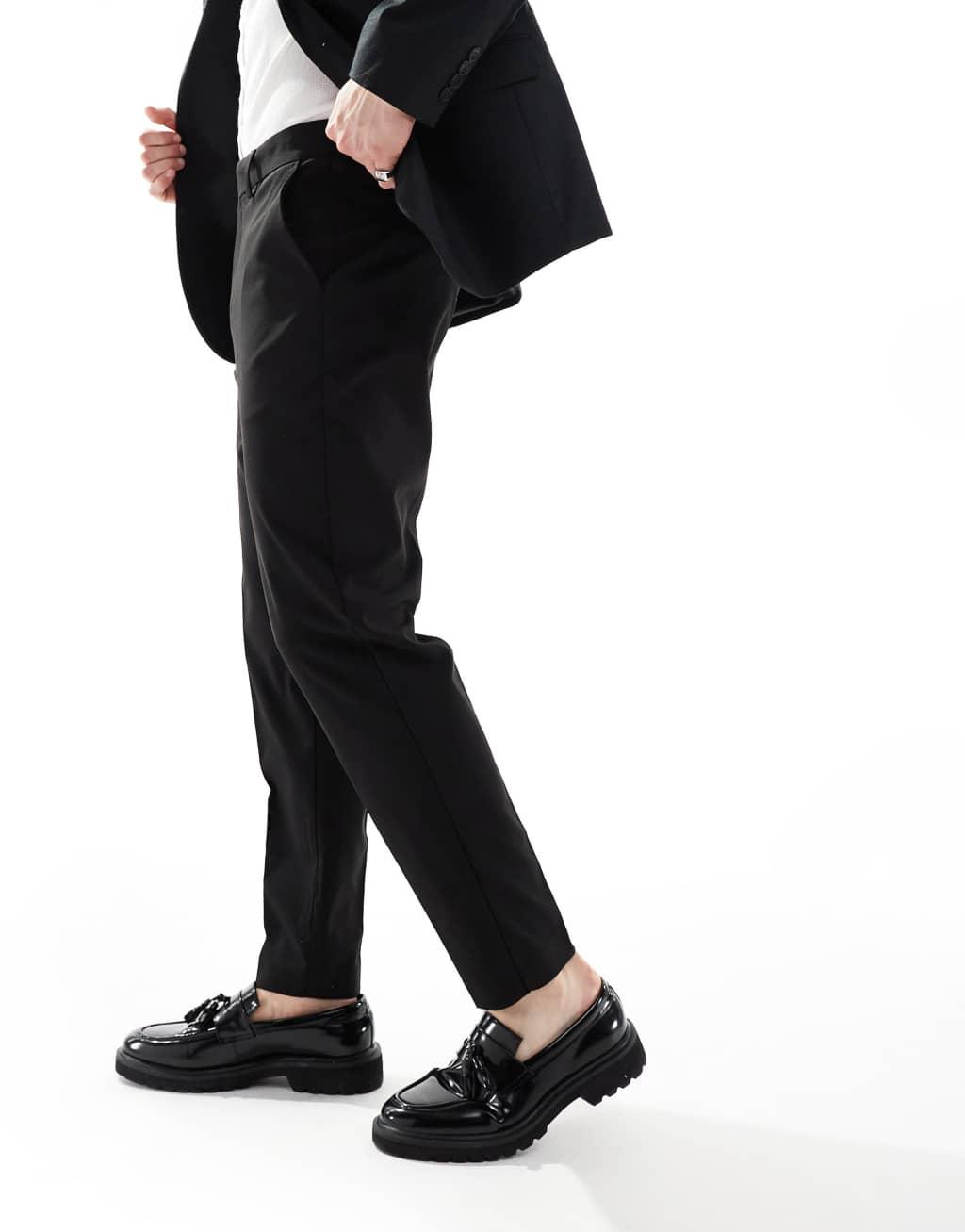 ASOS DESIGN tapered smart trousers in black Product Image